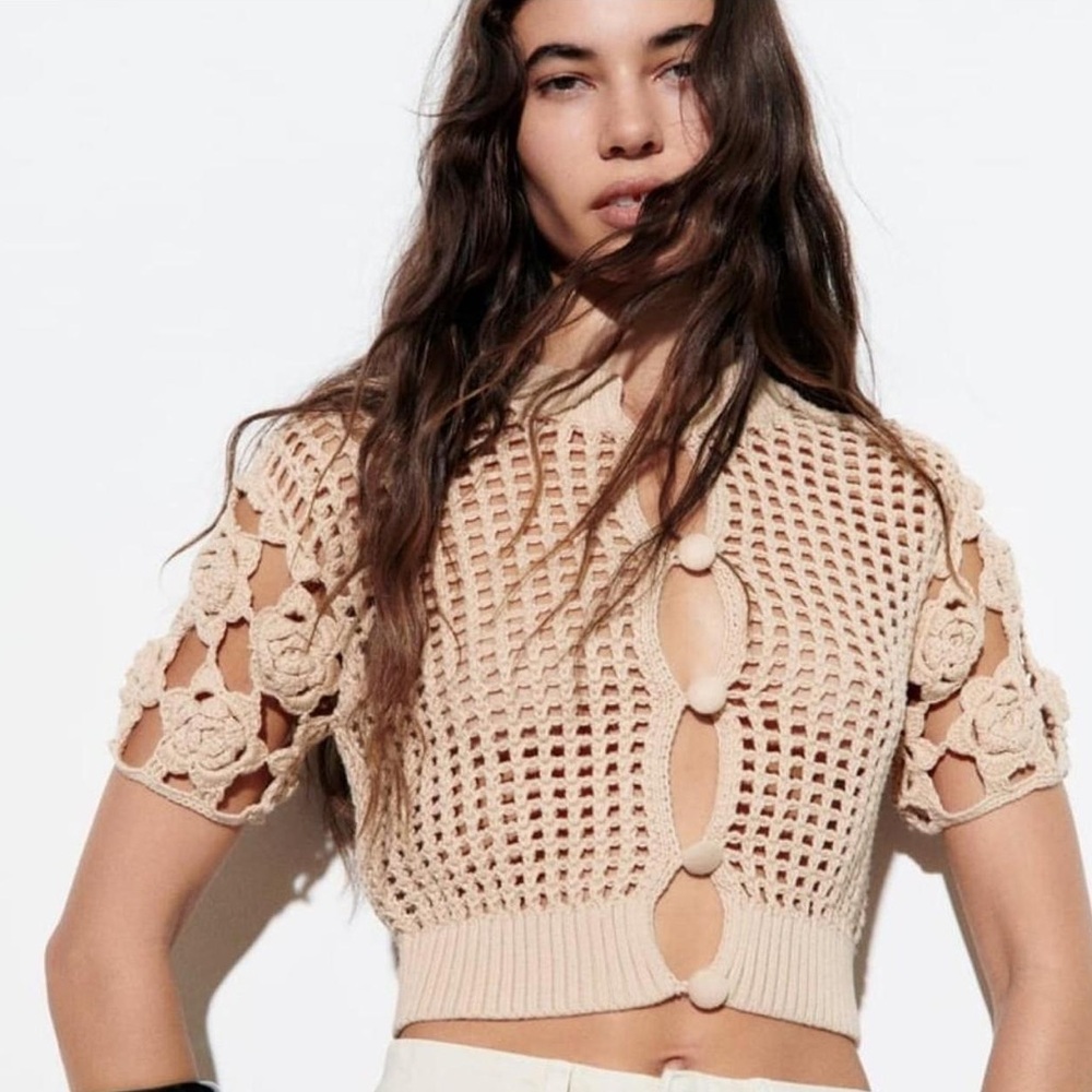 Zara NWOT Knit Crochet Top